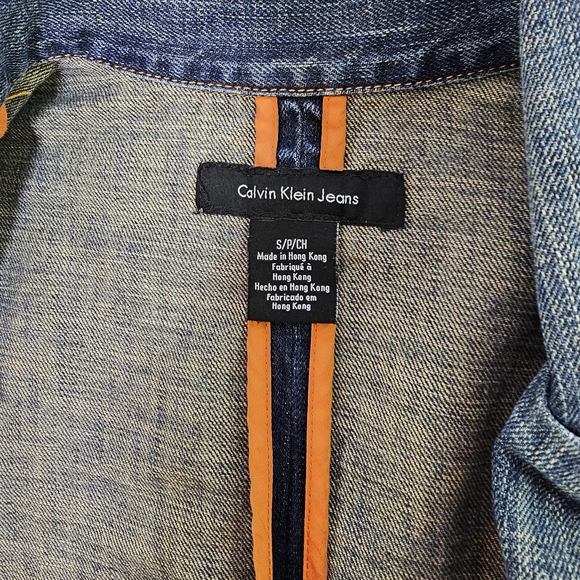 Calvin Klein Collection Blue Dark Wash Blazer Denim Jacket - Picture 10 of 13